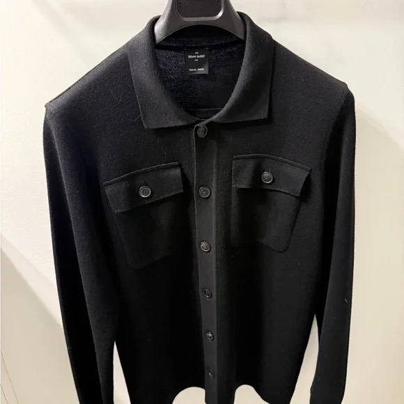 Black Gran Sasso Travel Wool Overshirt - Picture 1 of 2